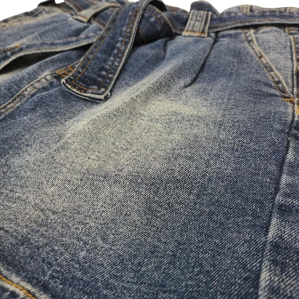 Angel Kiss Womens Size Small Paper Bag High Waist Blue Denim Jean‎ Skirt